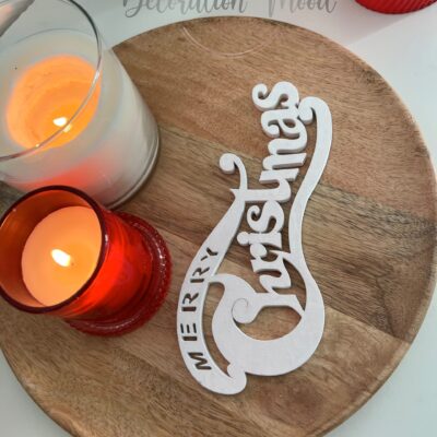 Merry Christmas fa felirat / fehér