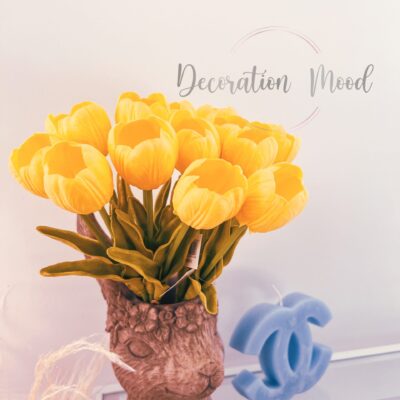 Szilikon tulipán 7 szál / csomag - sárga nyílott