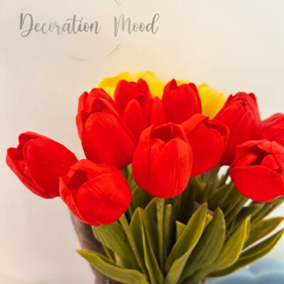 Szilikon tulipán 9 szál / csomag - piros