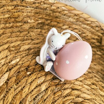 Akasztós tojás nyuszival - rózsaszín