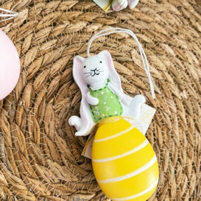 Akasztós tojás nyuszival - sárga