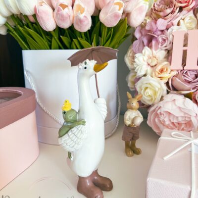 Kacsa esernyővel - rózsaszín